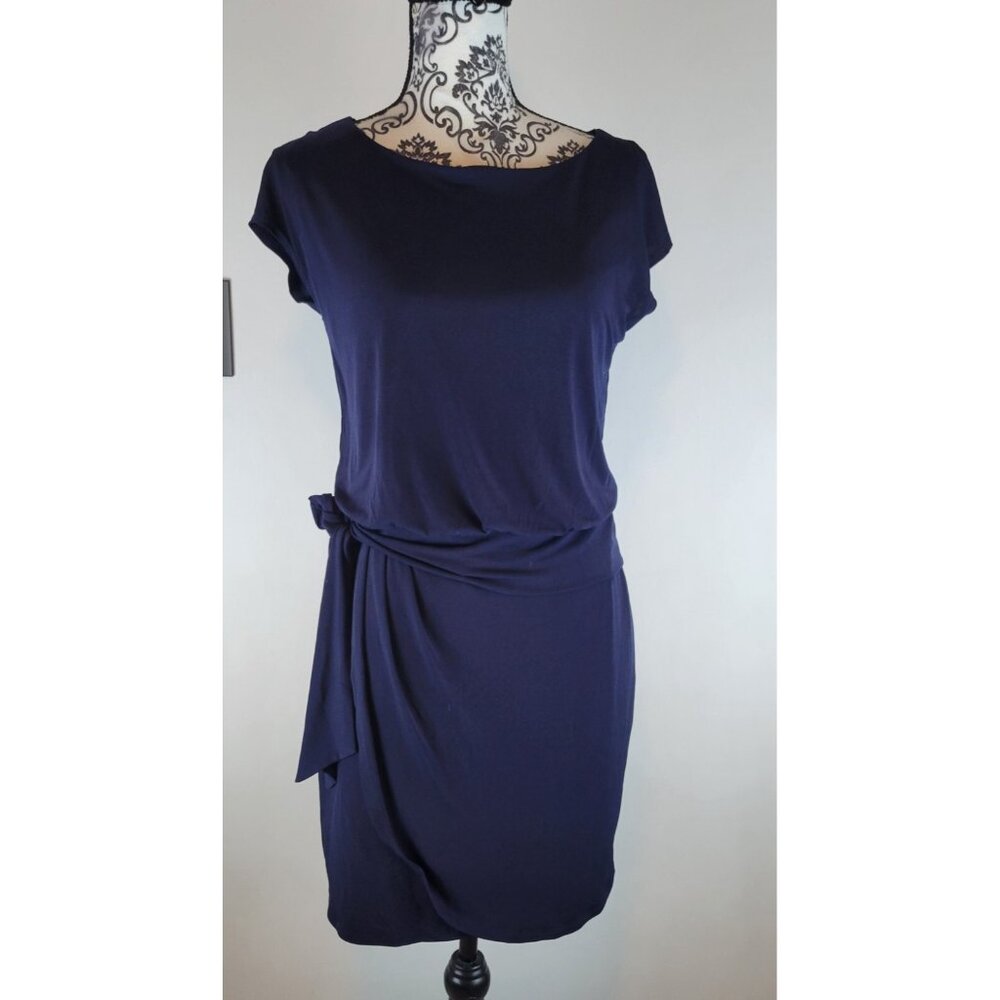 Carole Little Mini Dress Sz 6 Navy Blue Short Sleeve